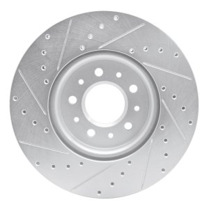 Buick LaCrosse Brake Rotor (1) - Front Right - R1 Concepts - Drilled & Slotted - Silver - `16-`21